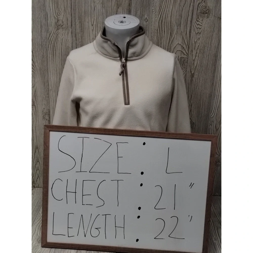 Old Navy Women Sweater Large Cream 1/4 Zip Long Sleeve Pullover‎ Casual